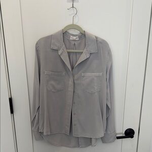 Bella Dahl Two Pocket Button-Down Shirt, Gray, L